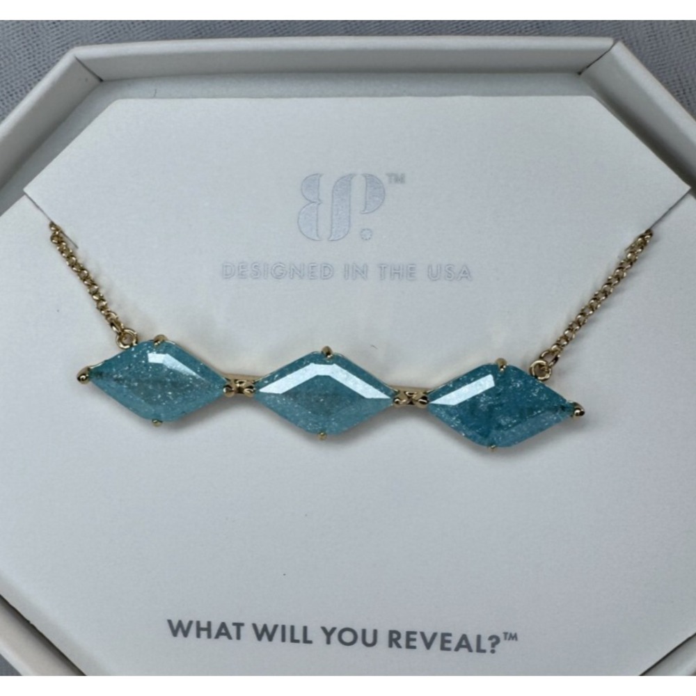 Bomb Party Necklace NK70511 "Star-Crossed Connections" Blue Topaz Ice Crystal